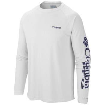 Pánské Mikiny Columbia PFG Terminal Tackle Long Sleeve Tall Bílé WKQVLA275